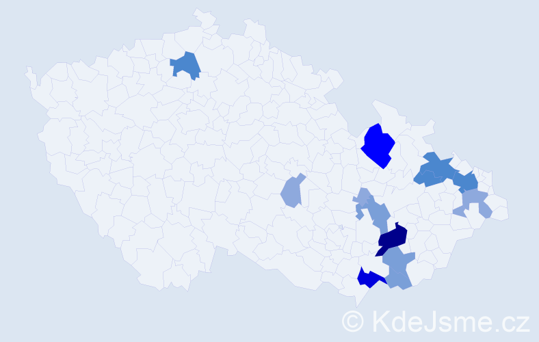 Příjmení: 'Ospalík', počet výskytů 40 v celé ČR