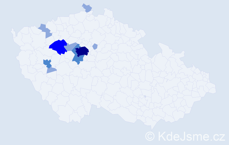Příjmení: 'Zápal', počet výskytů 27 v celé ČR