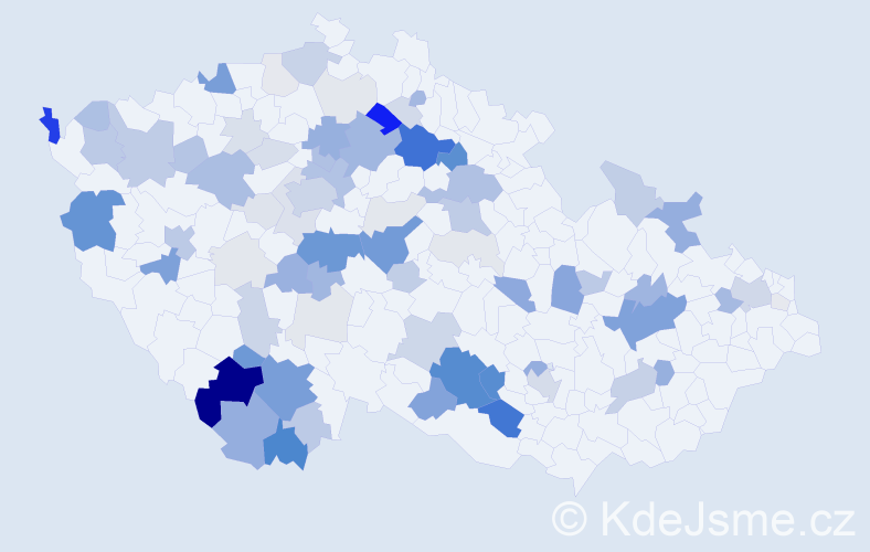 Příjmení: 'Muška', počet výskytů 291 v celé ČR