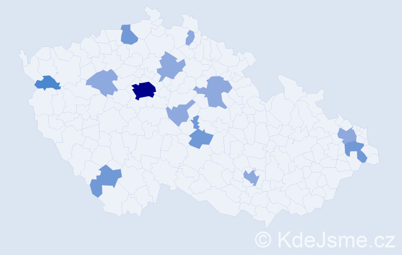 Příjmení: 'Barczi', počet výskytů 25 v celé ČR