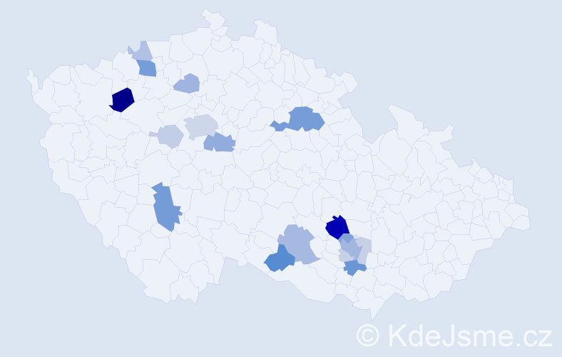 Příjmení: 'Kessner', počet výskytů 50 v celé ČR