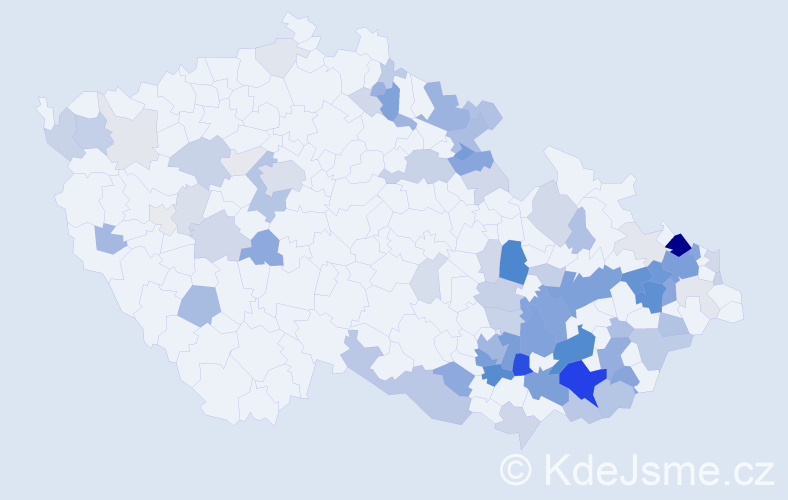 Příjmení: 'Klučka', počet výskytů 292 v celé ČR