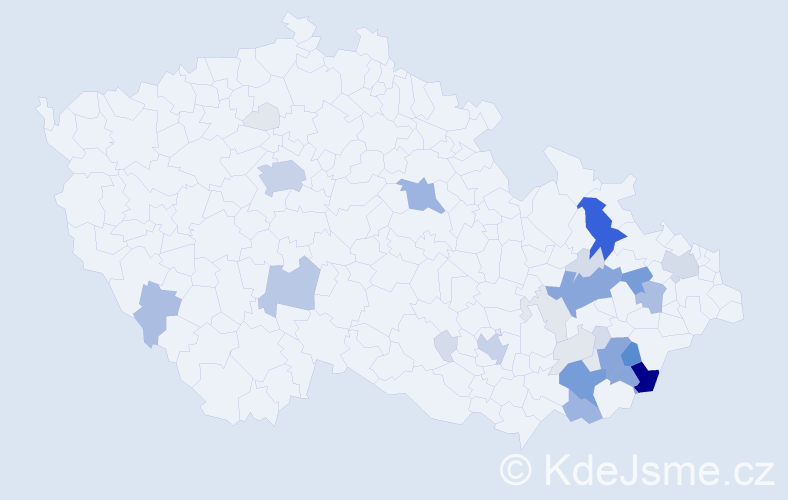 Příjmení: 'Matúšů', počet výskytů 163 v celé ČR