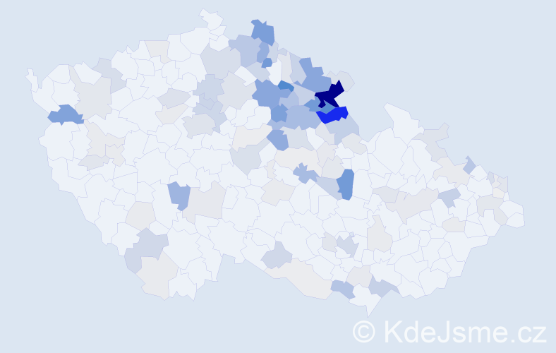 Příjmení: 'Lelková', počet výskytů 431 v celé ČR