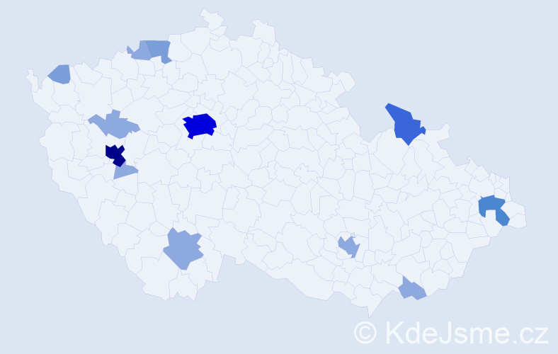 Příjmení: 'Zykmund', počet výskytů 30 v celé ČR