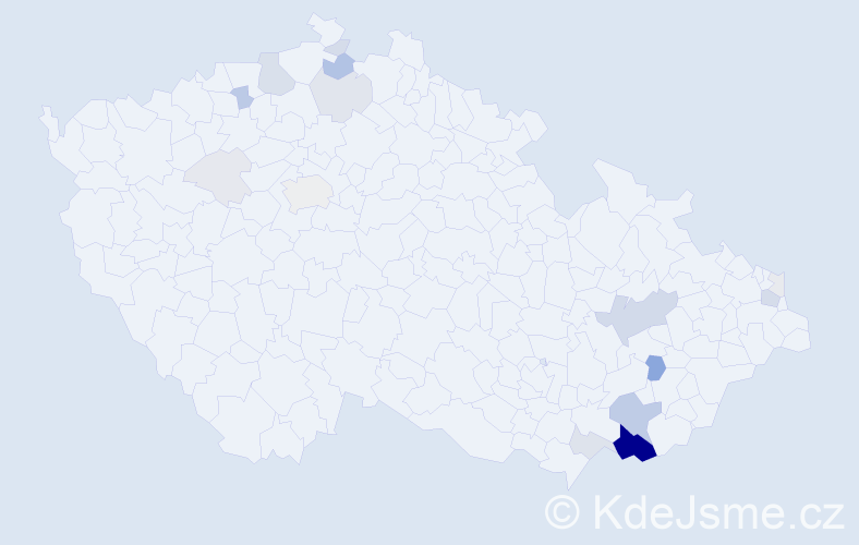 Příjmení: 'Nekarda', počet výskytů 74 v celé ČR