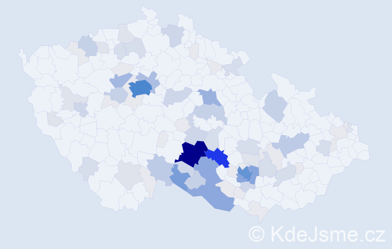 Příjmení: 'Bartušek', počet výskytů 349 v celé ČR