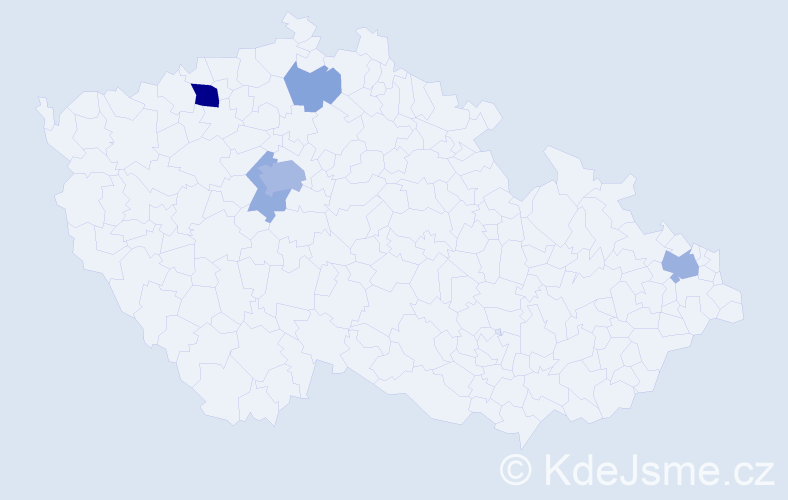 Příjmení: 'Tobolář', počet výskytů 14 v celé ČR