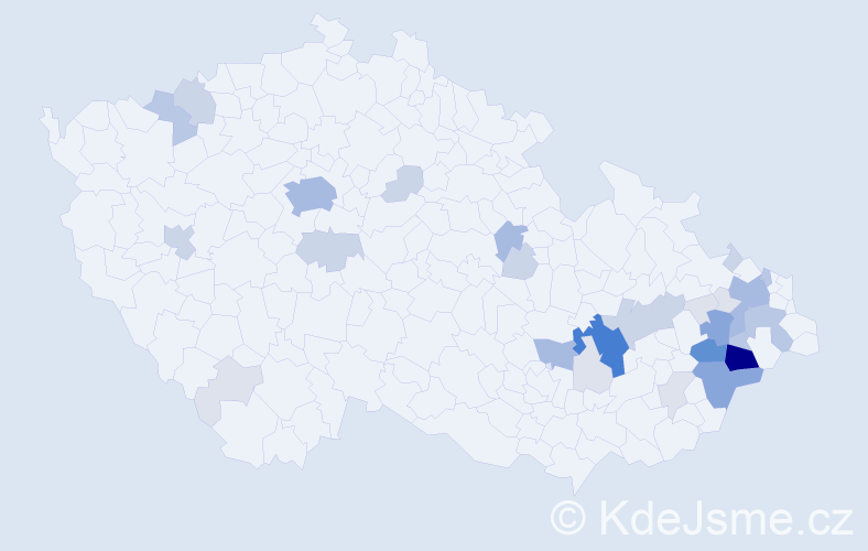 Příjmení: 'Frňka', počet výskytů 115 v celé ČR