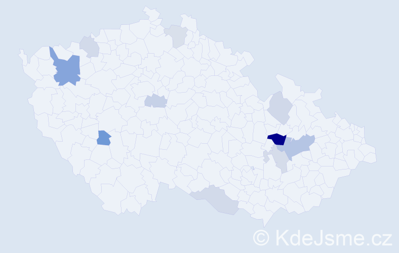 Příjmení: 'Kaksová', počet výskytů 19 v celé ČR