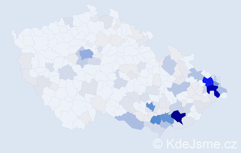 Příjmení: 'Hrabec', počet výskytů 624 v celé ČR