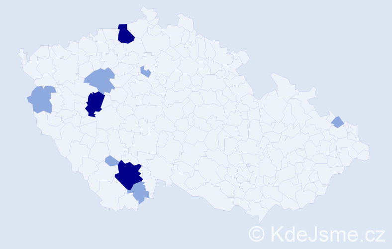 Příjmení: 'Holšanová', počet výskytů 21 v celé ČR