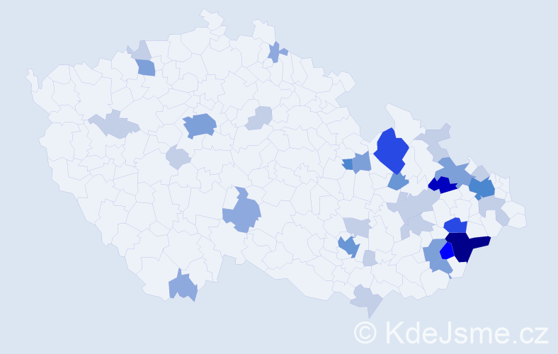Příjmení: 'Barbořák', počet výskytů 97 v celé ČR