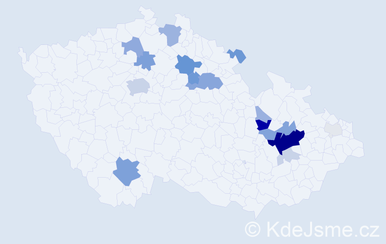 Příjmení: 'Půr', počet výskytů 57 v celé ČR