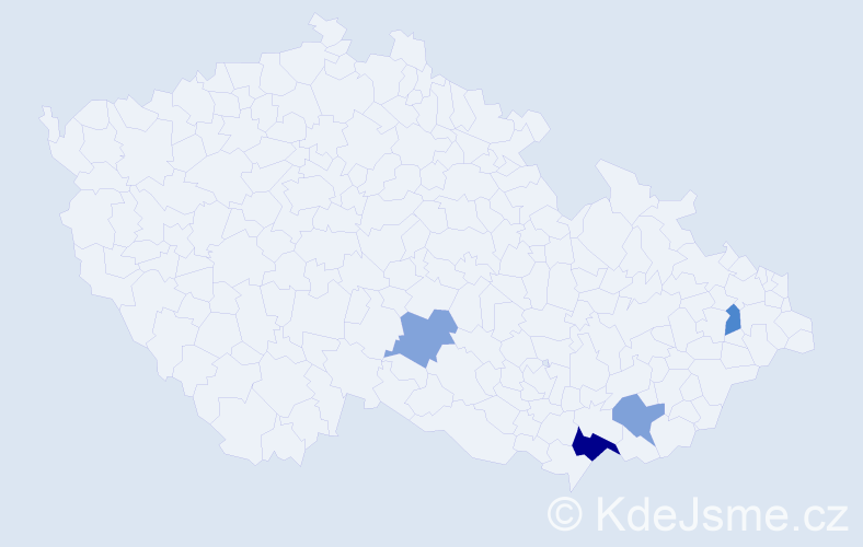 Příjmení: 'Dolinajec', počet výskytů 6 v celé ČR