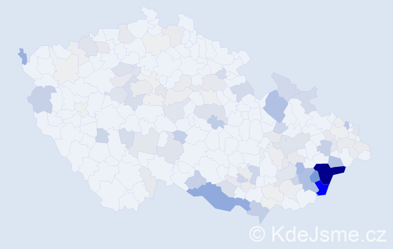 Příjmení: 'Tkadlec', počet výskytů 485 v celé ČR