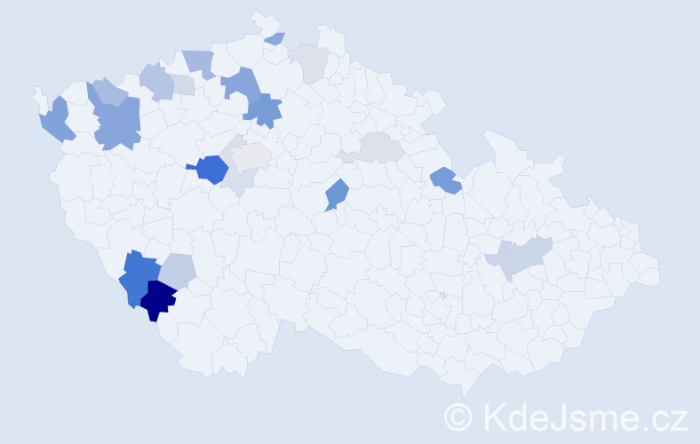 Příjmení: 'Netáhlová', počet výskytů 48 v celé ČR