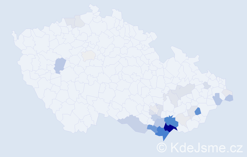 Příjmení: 'Esterka', počet výskytů 139 v celé ČR