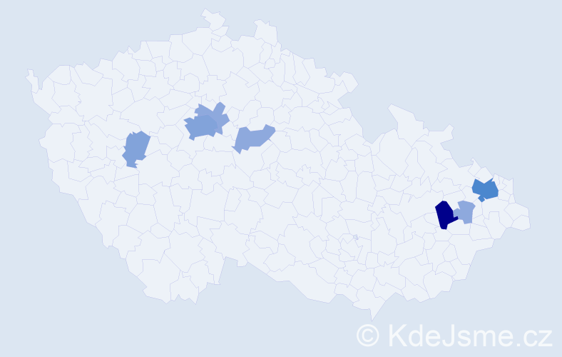 Příjmení: 'Vyková', počet výskytů 19 v celé ČR