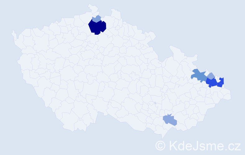Příjmení: 'Kowal', počet výskytů 30 v celé ČR