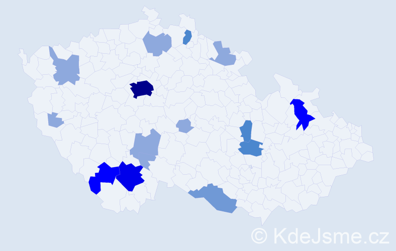 Příjmení: 'Türk', počet výskytů 37 v celé ČR