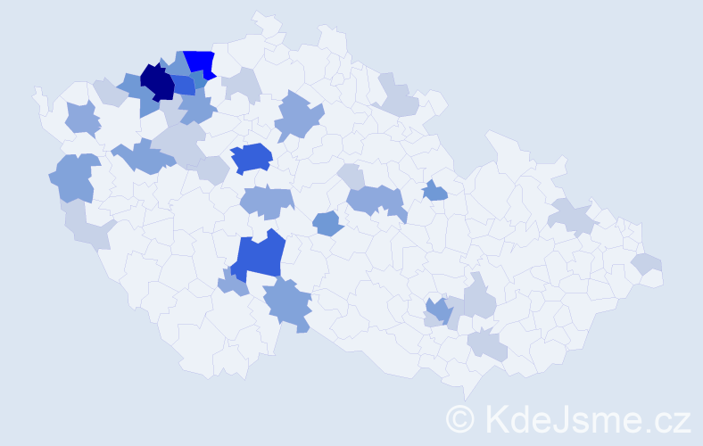 Příjmení: 'Radošová', počet výskytů 102 v celé ČR