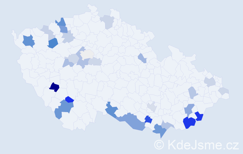 Příjmení: 'Mandinec', počet výskytů 80 v celé ČR