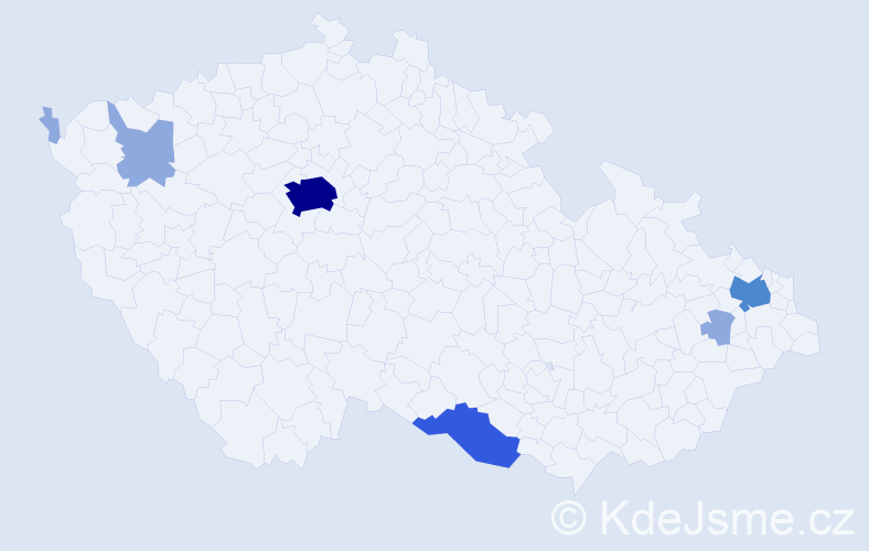Příjmení: 'Gáfrik', počet výskytů 13 v celé ČR