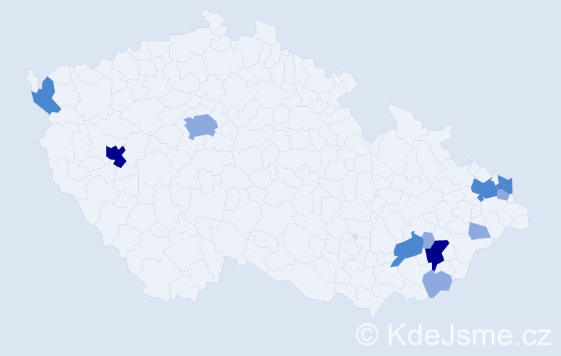 Příjmení: 'Punová', počet výskytů 25 v celé ČR