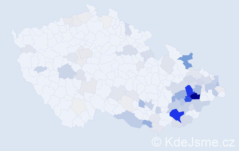 Příjmení: 'Tvrdoň', počet výskytů 376 v celé ČR