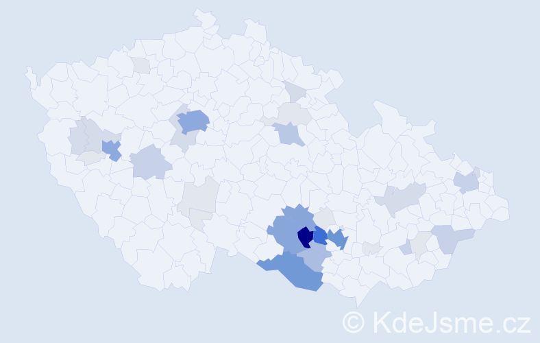 Příjmení: 'Řezaninová', počet výskytů 157 v celé ČR