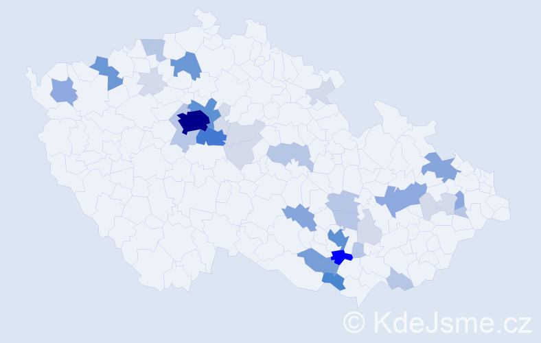 Příjmení: 'Hanušková', počet výskytů 125 v celé ČR