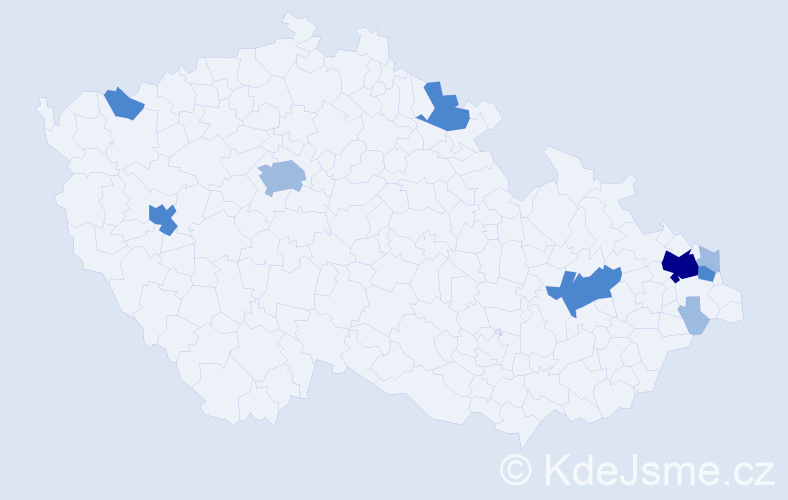 Příjmení: 'Pazdiorová', počet výskytů 18 v celé ČR