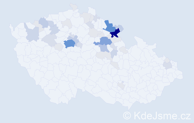 Příjmení: 'Burdychová', počet výskytů 142 v celé ČR