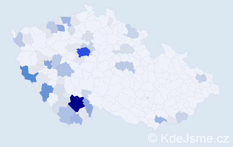 Příjmení: 'Kubal', počet výskytů 198 v celé ČR