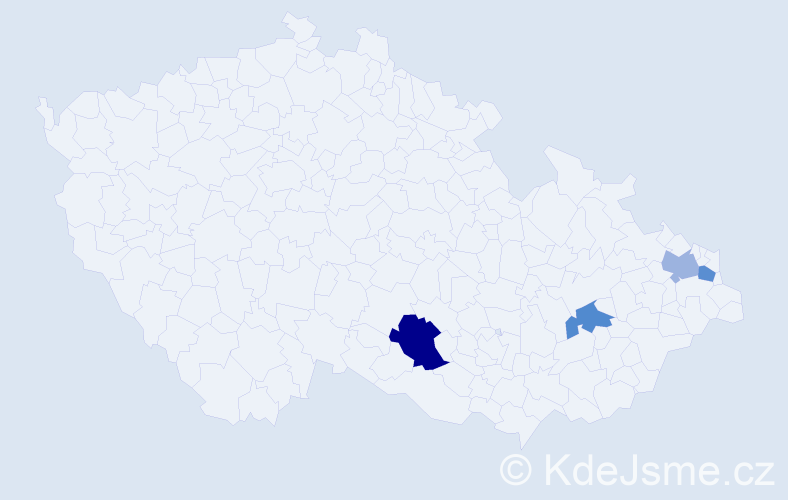Příjmení: 'Puščáková', počet výskytů 5 v celé ČR