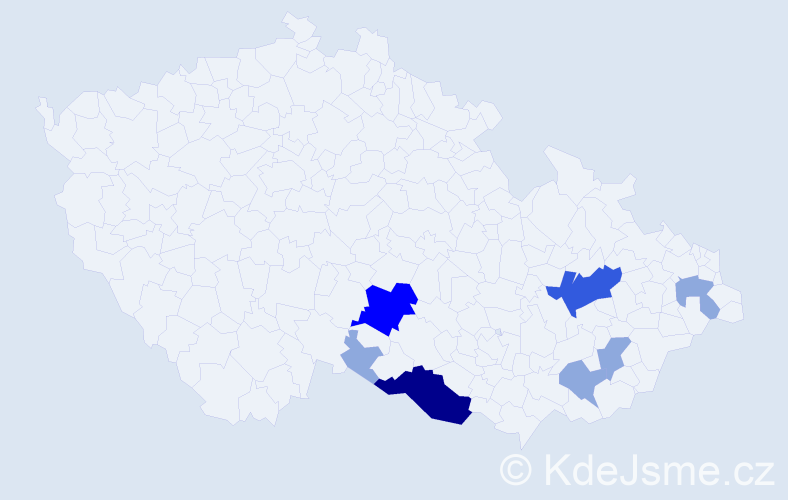 Příjmení: 'Piáčková', počet výskytů 16 v celé ČR