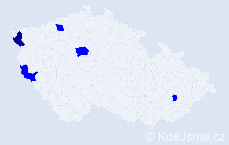 Příjmení: 'Čery', počet výskytů 6 v celé ČR