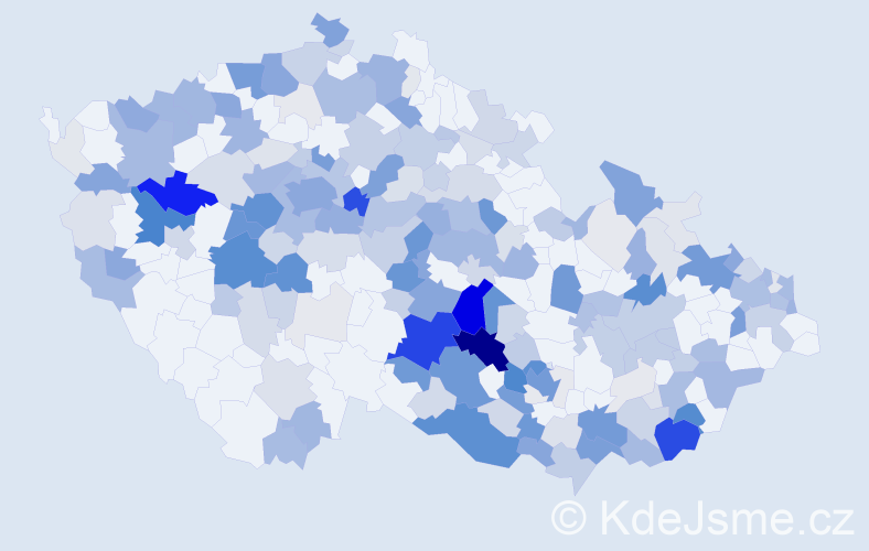 Příjmení: 'Koudela', počet výskytů 877 v celé ČR