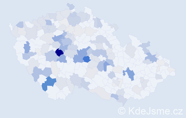 Příjmení: 'Tesárek', počet výskytů 514 v celé ČR