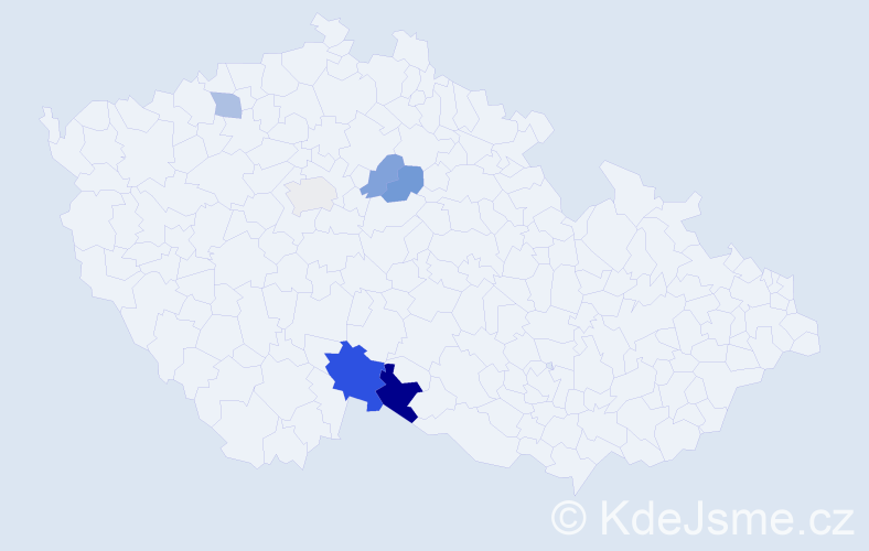Příjmení: 'Lokes', počet výskytů 9 v celé ČR