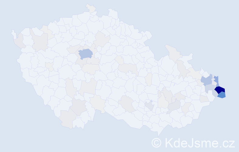 Příjmení: 'Cieslarová', počet výskytů 522 v celé ČR