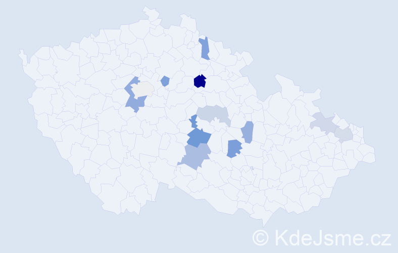 Příjmení: 'Prajslerová', počet výskytů 20 v celé ČR