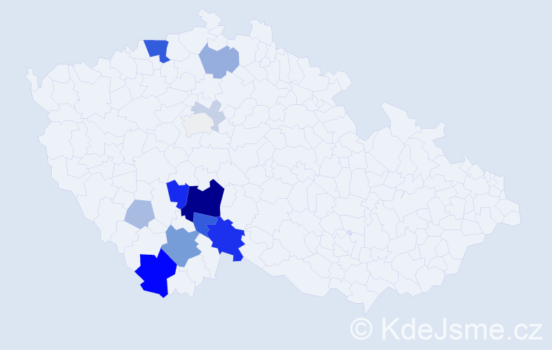 Příjmení: 'Stradová', počet výskytů 43 v celé ČR