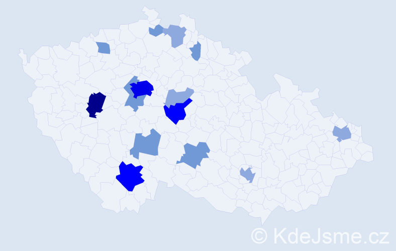 Příjmení: 'Vacka', počet výskytů 35 v celé ČR