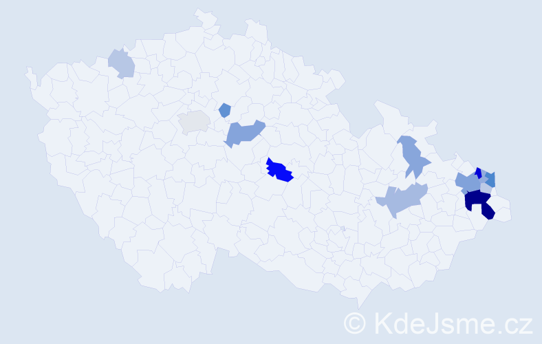 Příjmení: 'Šimoňák', počet výskytů 36 v celé ČR