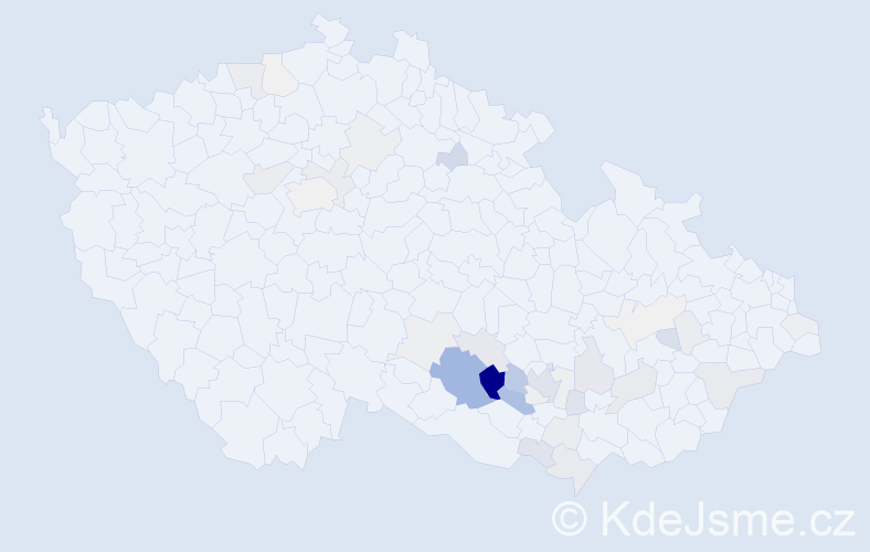 Příjmení: 'Kopuletý', počet výskytů 152 v celé ČR