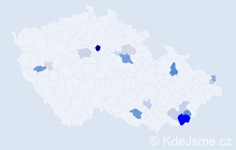 Příjmení: 'Gavalec', počet výskytů 34 v celé ČR