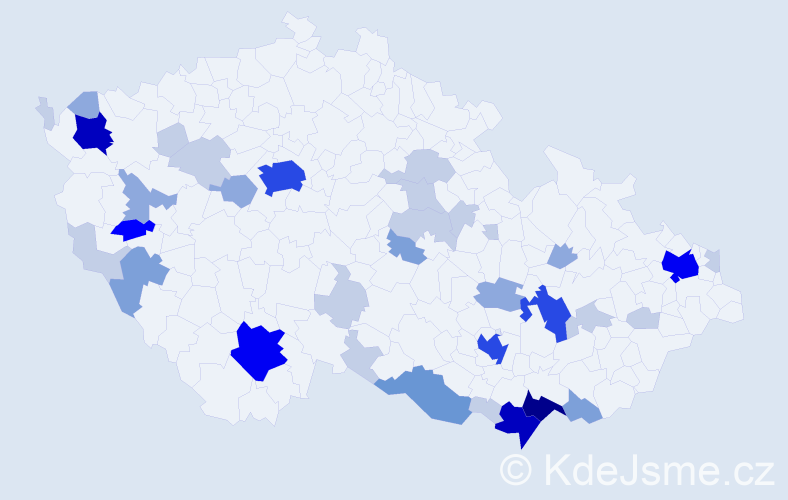 Příjmení: 'Valachovič', počet výskytů 116 v celé ČR