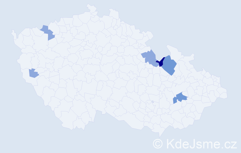 Příjmení: 'Csókásová', počet výskytů 14 v celé ČR